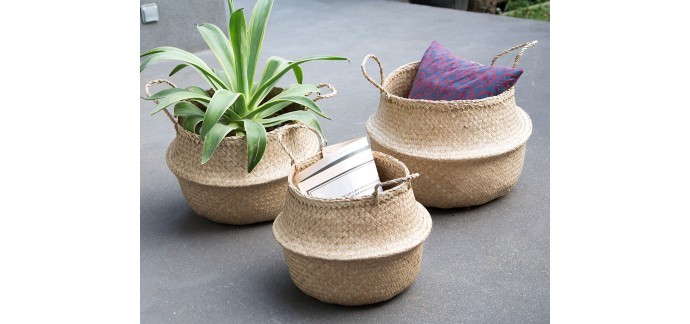 Becquet: Paniers en jonc de mer - Set de 3 à 33,67€ au lieu de 44,90€