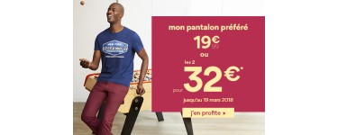 La Halle: 2 pantalons pour homme à 32€ au lieu de 39.98€