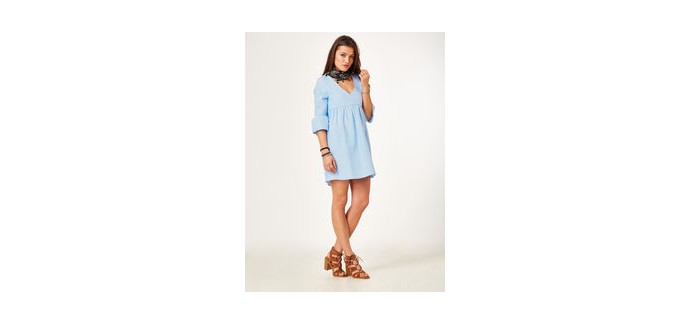 Jennyfer: robe évasée bleu clair à 12,99€ au lieu de 25,99€