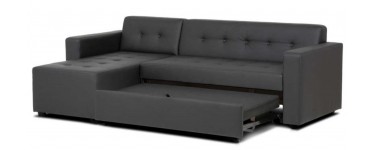 Conforama: Canapé d'angle convertible 4 places pedro coloris noir à 299,99€ 