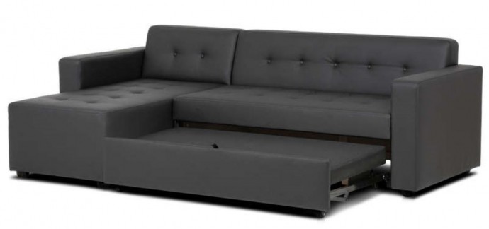 Conforama: Canapé d'angle convertible 4 places pedro coloris noir à 299,99€ 
