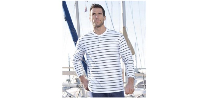 Atlas for Men: [Offre privilège] - Tee-Shirt esprit marinière à -50%