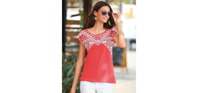 3 Suisses: Tee-shirt manches courtes imprimé femme 3Suisses - Corai à 10,49€ au lieu de 14,99€ 