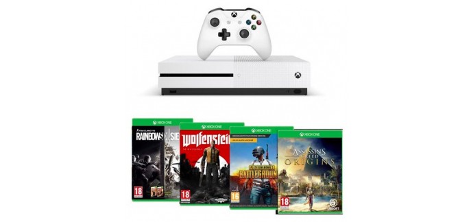 Amazon: Xbox One S 1 To Assassin's Creed Origins & Rainbow Six : Siege + Wolfenstein II + PUBG à 302,66€