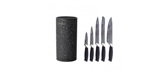 Cdiscount: Set de 5 couteaux Royality Line en acier inoxydable avec bloc - Noir à 9,99€ au  lieu de 49,90€