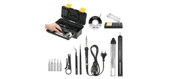TomTop: Kit fer à souder Meterk 60W 14 pièces avec mallette de rangement à 14,93€ au lieu de 21,99€