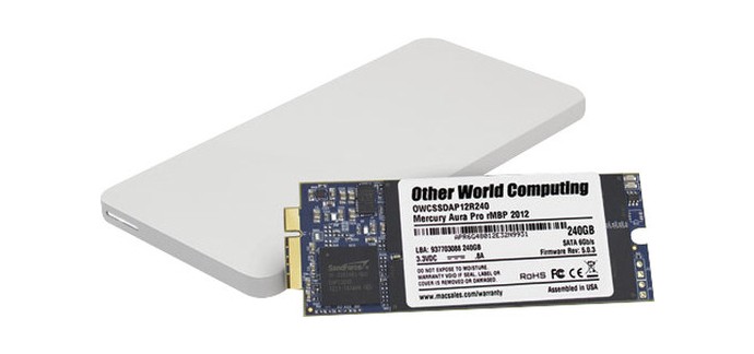 MacWay: OWC SSD Aura Pro 6G Envoy Kit 480 Go pour MacBook Pro Retina à 353€ au lieu de 409€