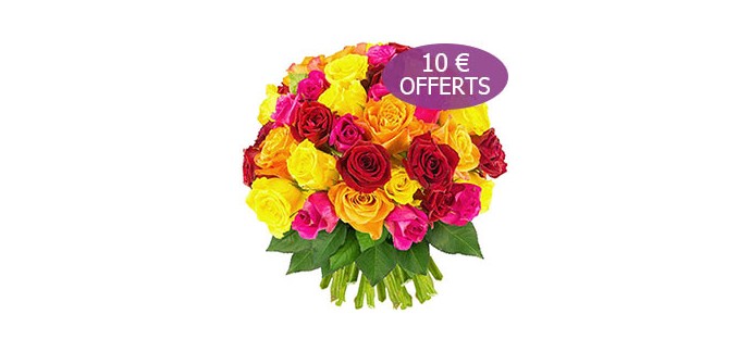 Florajet: Bouquet de 100 roses à 54,50€ au lieu de 64,50€