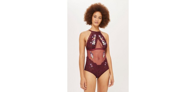 Topshop: Body brodé avec bretelles tour de cou au prix de 20€ au lieu de 46€