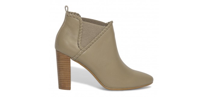 Eram: Boots en cuir beige à talon hauts au prix de 28,50€ au lieu de 95€