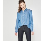Promod: Chemise brodée femme couleur jean au prix de 25,16€ au lieu de 35,95€