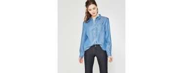 Promod: Chemise brodée femme couleur jean au prix de 25,16€ au lieu de 35,95€