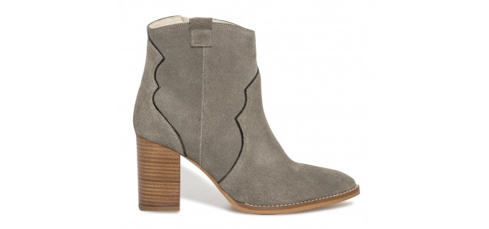 Eram: Boots femme en cuir de croûte couleur taupe au prix de 32,70€ au lieu de 109€ 