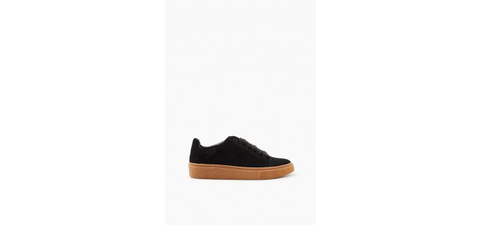 Esprit: Sneakers noirs femme en cuir velours tout doux au prix de 39,99€ au lieu de 79,99€