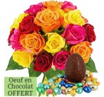 Florajet: 20 roses multicolores + oeuf en chocolat offert à 25,50€