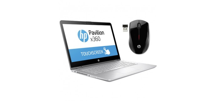 TopAchat: HP Pavilion X360 (14-BA008NF) Argent + Souris sans fil HP X3000 à 759,91€ au lieu de 799,90€