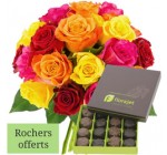 Florajet: 20 roses multicolores + rochers en chocolat offerts à 25,50€