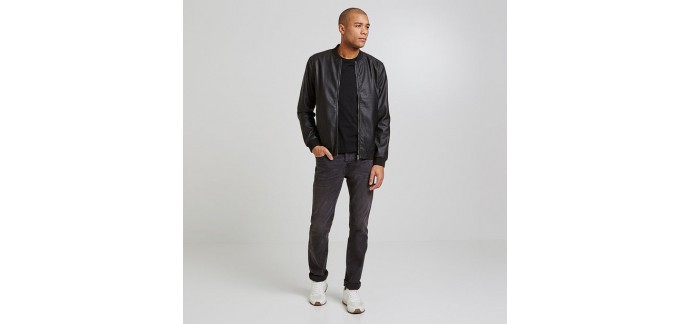 Jules: Bomber zippé noir imitation cuir d'une valeur de 55,99€ au lieu de 79,99€