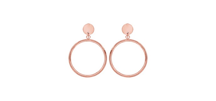 1001 Bijoux: Boucles d'oreilles en acier et PVD rose 1 cercle diamètre 30mm à 24,73€ au lieu de 39,90€