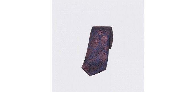 Devred: Cravate homme en soie motifs cachemire à fond à pois au prix de 17,49€ au lieu de 24,99€