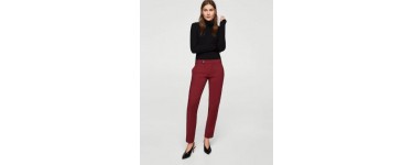 Mango: Pantalon crop boutonné bordeaux femme au prix de 24,99€ au lieu de 35,99€