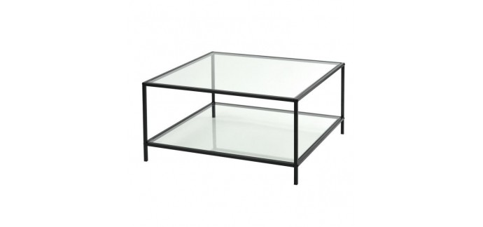 Cdiscount: Table basse style contemporain en métal noir + verre transparent HUDD à 89,99€ 