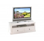 Delamaison: Meuble TV blanc design rustique en pin massif BETY3 à 174€ au lieu de 263,20€