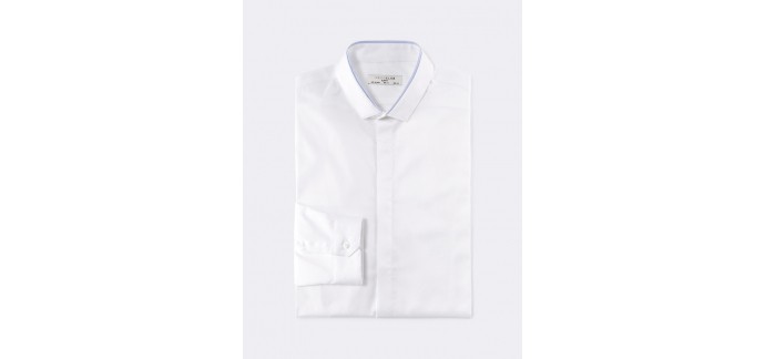 Celio*: Chemise slim 100% coton stretch blanche au prix de 19,99€ au lieu de 39,99€