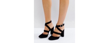 ASOS: Chaussures à talons hauts en velours noirs London Rebel au prix de 40,49€ au lieu de 77,99€