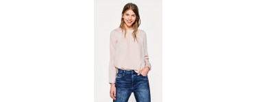 Esprit: Blouse passepoilée 100% coton couleur nude au prix de 19,99€ au lieu de 39,99€