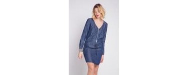 Cache Cache: Robe droite en denim ceinture coulissée à la taille d'une valeur de 19,99€ au lieu de 39,99€