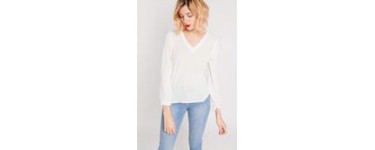 Cache Cache: Blouse manches longues unie blanche au prix de 12,99€ au lieu de 25,99€