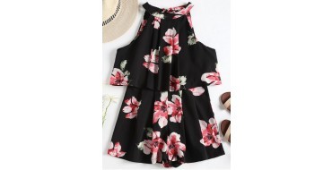 ZAFUL: Barboteuse noire à imprimé floral au prix de 16,21€ au lieu de 21,95€