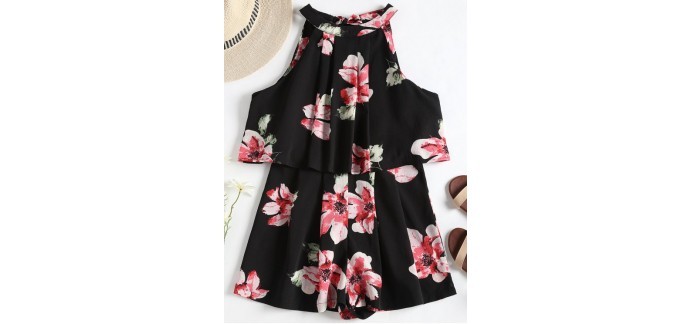 ZAFUL: Barboteuse noire à imprimé floral au prix de 16,21€ au lieu de 21,95€