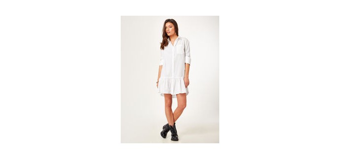Jennyfer: Robe blanche en coton volants dans le bas au prix de 17,99€ au lieu de 35,99€