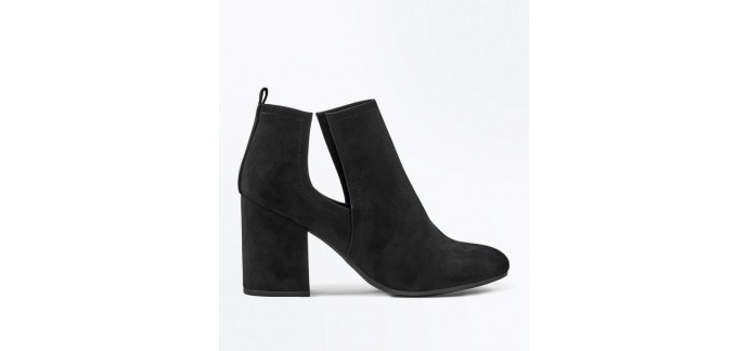New Look: Boots en suédine noire à découpes et talons blocs d'une valeur de 29,99€ au lieu de 39,99€