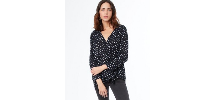 Etam: Blouse à pois Col V couleur noir Simone d'une valeur de 27,99€ au lieu de 39,99€