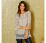 Excedingue: Blouse macramé - Blancheporte à 8,99€ au lieu de 29,99€