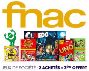 Fnac: 2 jeux de société acheté = le 3ème offert