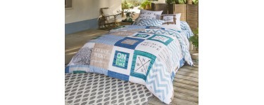 Becquet: Linge de lit damier thème marin - BECQUET CREATION au prix de 13,74€ au lieu de 22,90€