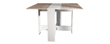 Conforama: Table de cuisine pliante SISHUI (Blanc/Chêne) à 99,14€ au lieu de 141,14€