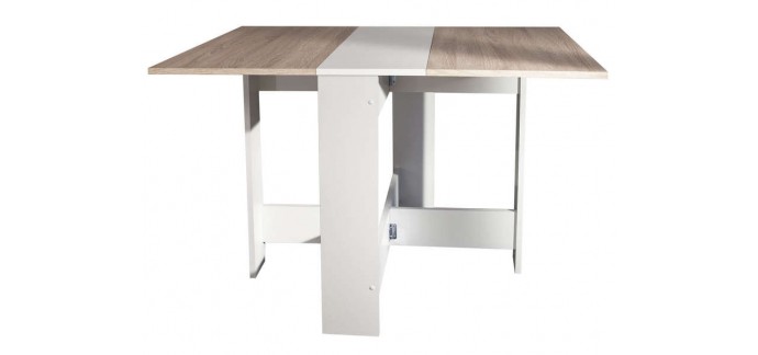 Conforama: Table de cuisine pliante SISHUI (Blanc/Chêne) à 99,14€ au lieu de 141,14€
