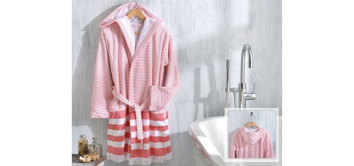 Becquet: Peignoir de bain rayé à capuche pour femme à 47,92€ au lieu de 59,90€