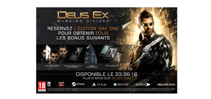 Micromania: 67% de réduction sur Deus Ex Mankind Divided Edition Steelbook Ps4 