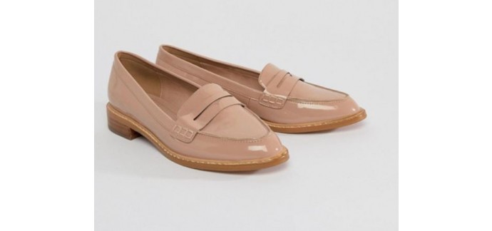 ASOS: Chaussures plates femme style mocassins nude verni au prix de 23,99€ au lieu de 34,99€