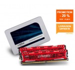 Materiel.net: Barette mémoire DDR4 BALLISTIX Sport LT RED DDR4 + CRUCIAL SSD MX500, à 269,8€ au lieu de 339,8€