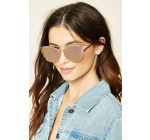 Forever 21: Lunettes de soleil femme papillon effet miroir or/rose pâle au prix  de 5,99€ au lieu de 11€