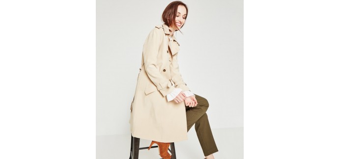 Promod: Trench Fluide femme couleur beige au prix  de 41,96€ au lieu de 59,95€