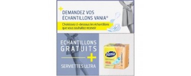 Vania: Echantillons de serviettes et de protège-slips Vania