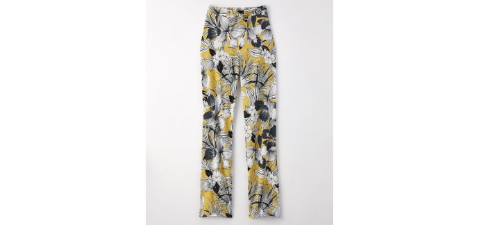 Damart: Pantalon fluide jaune imprimé floral au prix de 14,99€ au lieu de 29,99€
